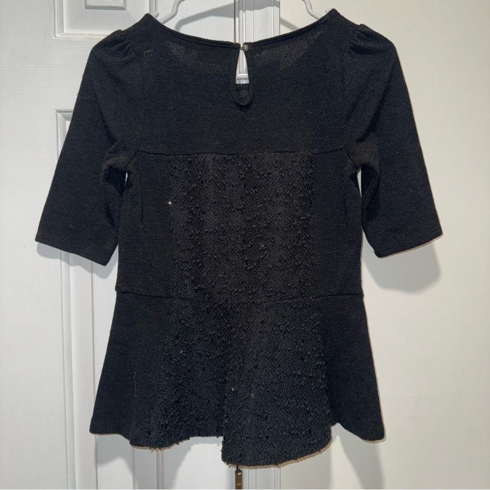 Anthropologie Deletta black boucle sequin peplum half sleeve sweater top S - Picture 9 of 14
